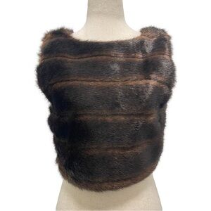 Harvey Faircloth Faux Fur Brown Sleeveless Top Size X-Small